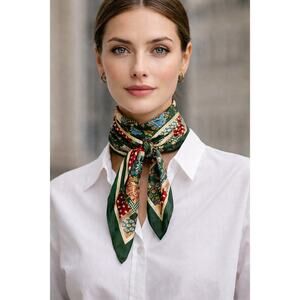 Echo Vintage Patchwork Silk Scarf Geometric Print 27” Square MSRP $250